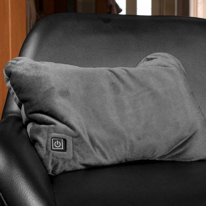 The image shows the Lifemax Portable Heated Cushion on a chair