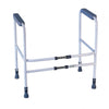 the image shows the height and width adjustable toilet frame