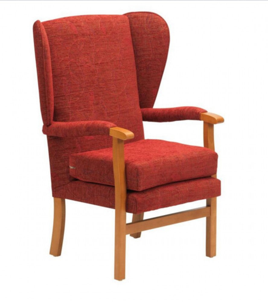 the image shows the crimson jubilee high seat fireside chair