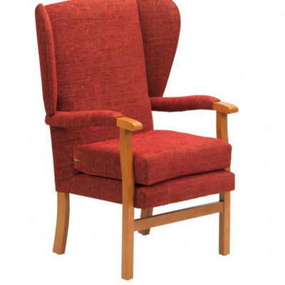 the image shows the crimson jubilee high seat fireside chair