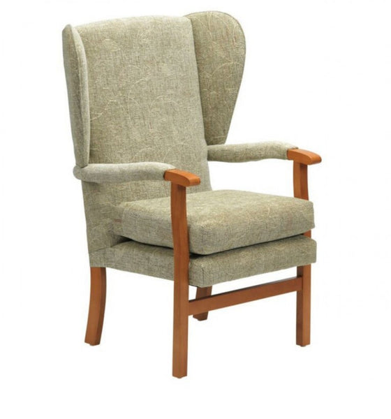 the image shows the sage coloured jubilee high seat fireside chair