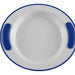shows a top view of the ornamin keep warm plate in blue