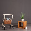 The image shows the wicker basket fitted to the lower section of the Page Indoor Rollator frame