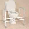 the image shows the nuvo width and height adjustable free standing toilet frame