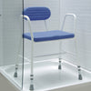 image shows the Polyurethane moulded shower stool in a shower cubicle