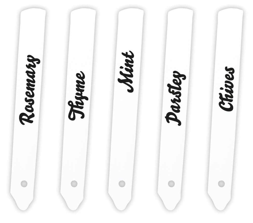Plastic Plant Label - labelled with Rosemary, Thyme, Mint., Parsley, Chives