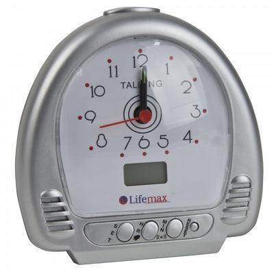 A close up of the Lifemax Talking Alarm Clock