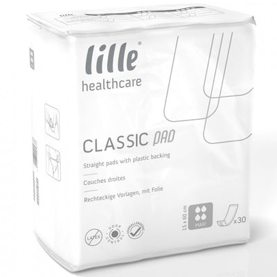 The image shows a pack of Lille Disposable Continence Pads
