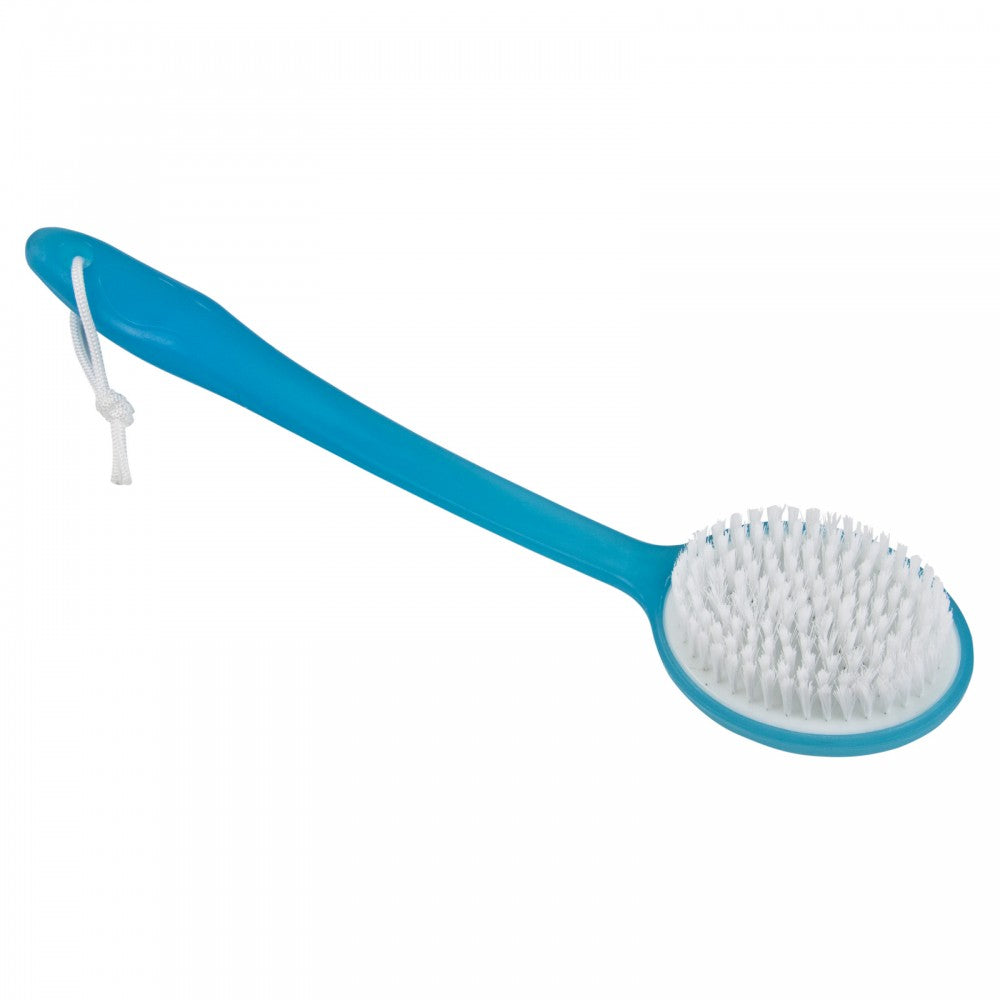 The image shows the blue Long Handled Bath Brush with hanging loop