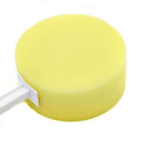 shows a close-up of the round bath sponge head