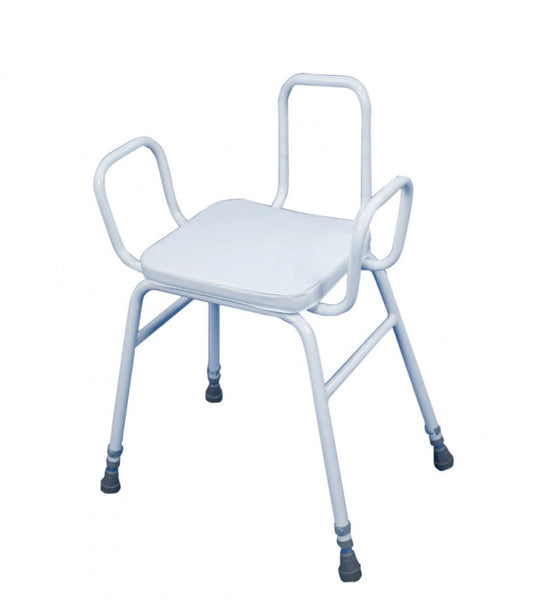 image shows the Malvern Perching Stool with Armrests and Backrest