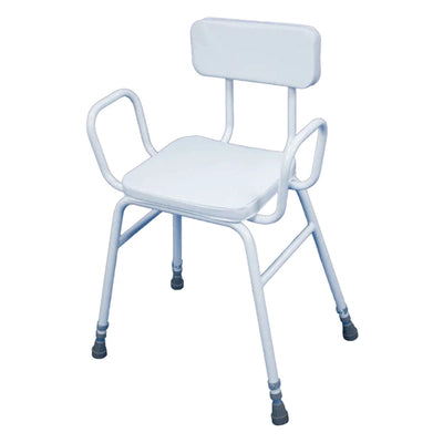 Malvern Perching Stool with Padded Armrests and Padded Backrest