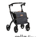 shows a front view of the black framed rollz flex shopping rollator