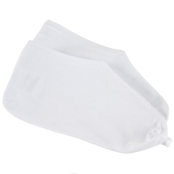 The image shows a pair of white moisturising socks.