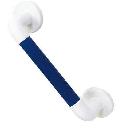 shows 12 inch blue plastic fluted grab rail against a white background