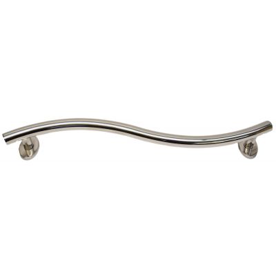 The curved polished stainless steel chrome grab rail