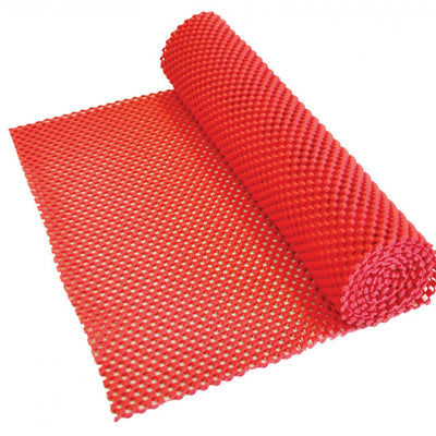 shows the red non slip fabric mat
