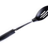 shows a side-on view of the nylon and stainless steel slotted spoon