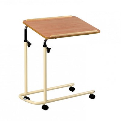 shows the overbed/overchair table, with wheels
