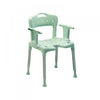 image shows the Swift shower stool with back and arms in a light green colour