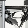 shows a close up of the brake on a lets fly rollator in graphite grey