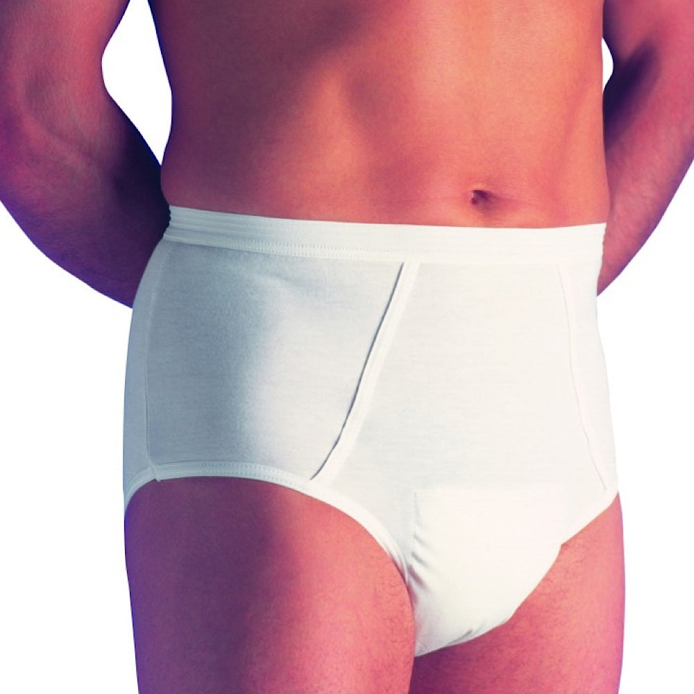 The image shows a man wearing a 1 Way Male Pouch Pant