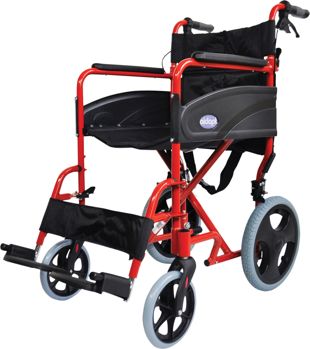 The Red Compact Transport Aluminium Wheelchair