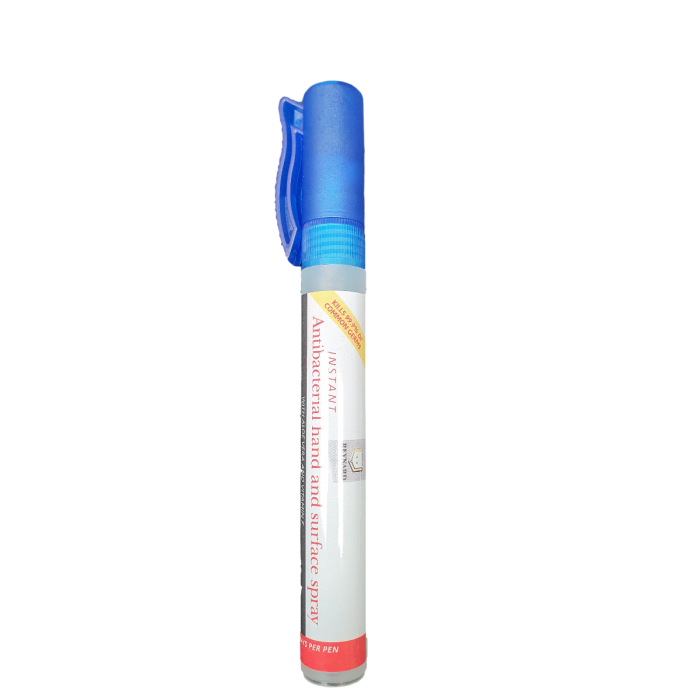 The image shows the Antibacterial hand and surface spray pen