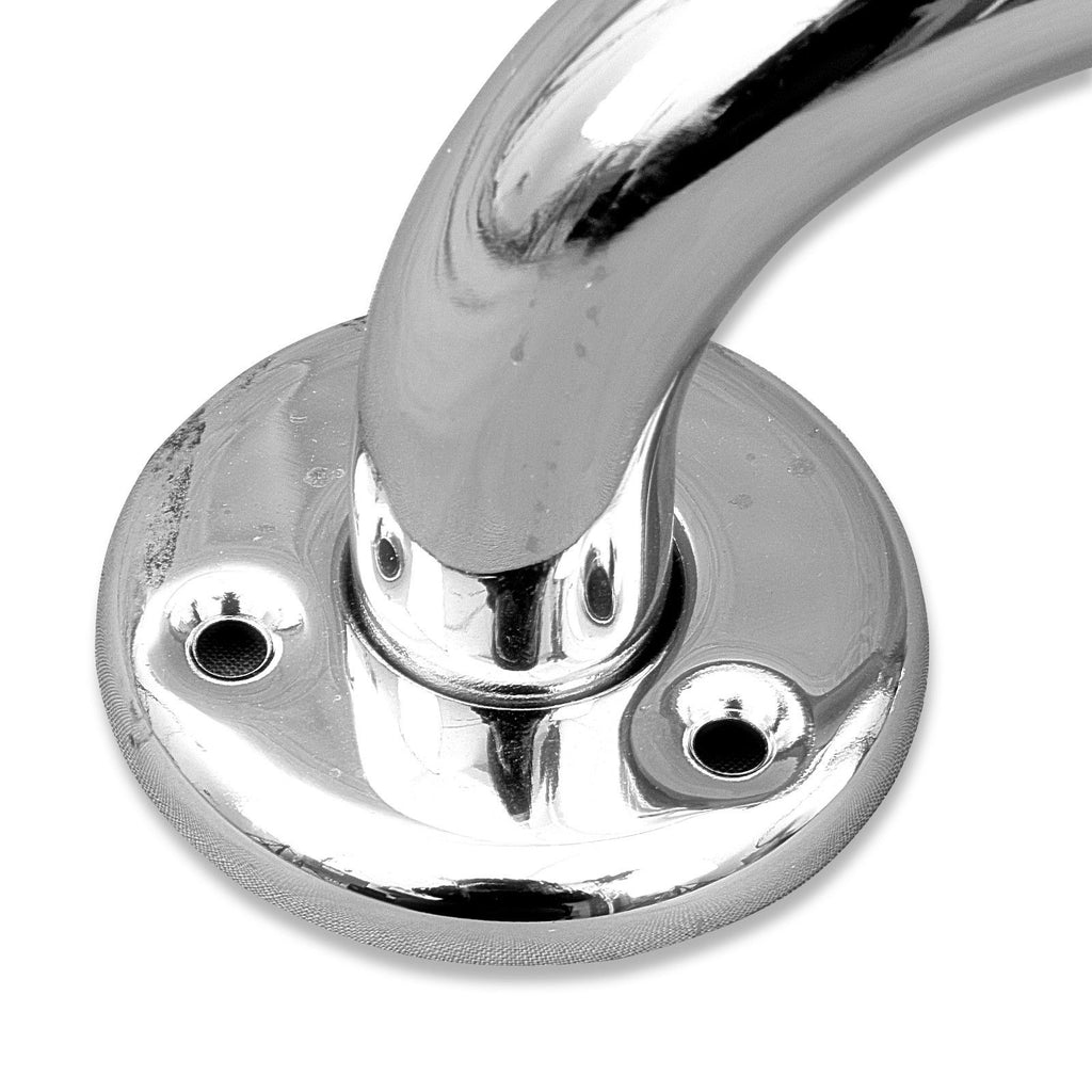 Curve-Ended Chrome Grab Bar - Mobility Straight Wall Bar - 11