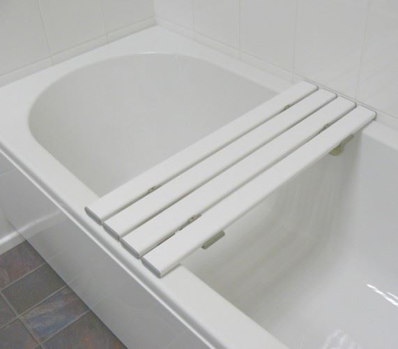 White Slatted Bath Board on a bath