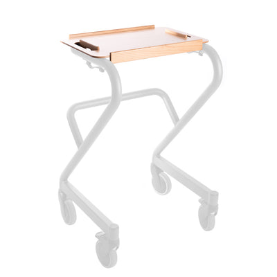 The image shows the Beech Tray for Page Indoor Rollator