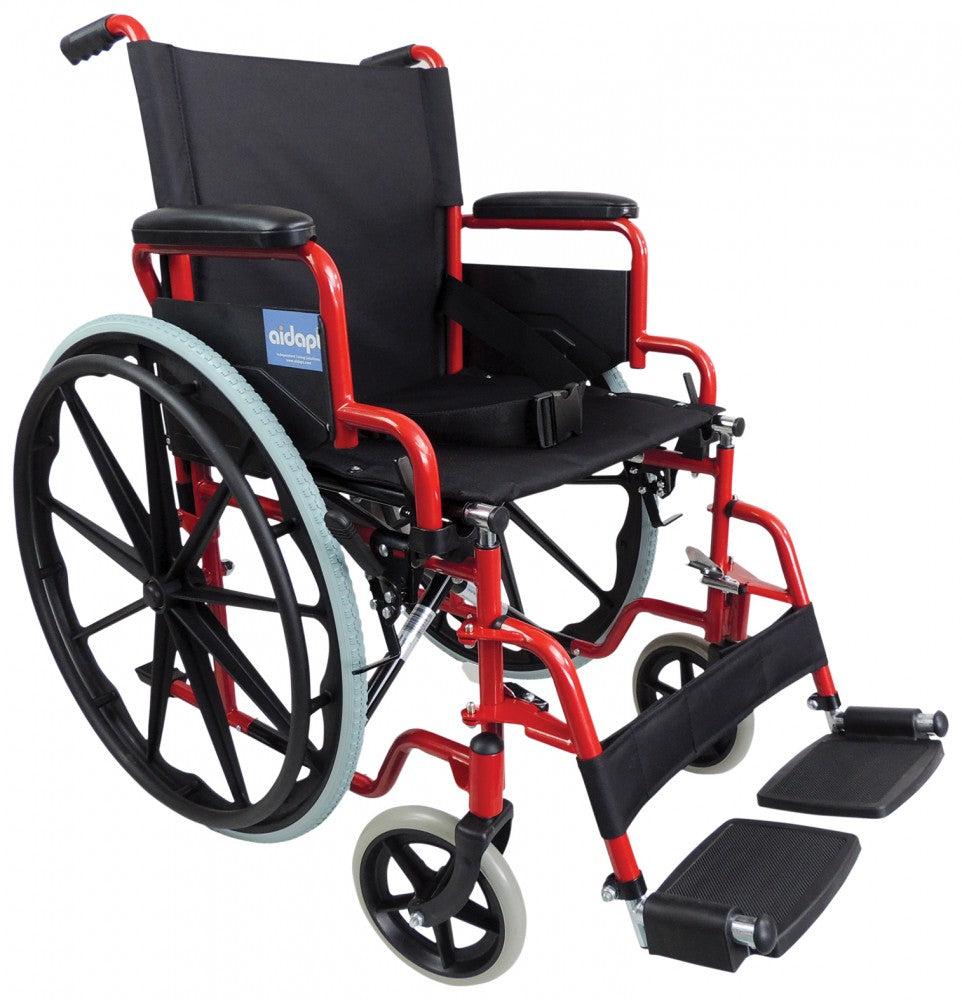 Self-Propelled-Steel-Wheelchair Red