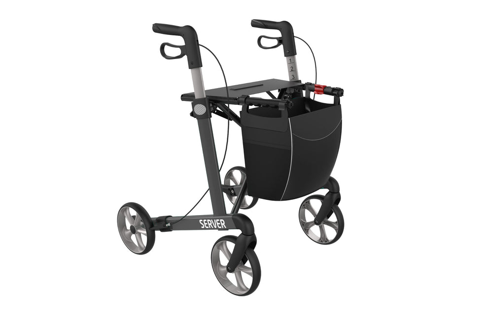Server rollator in sober grey, front view