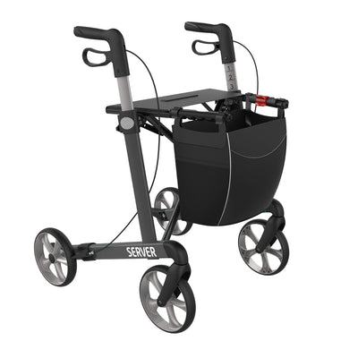 Server rollator in sober grey, front view