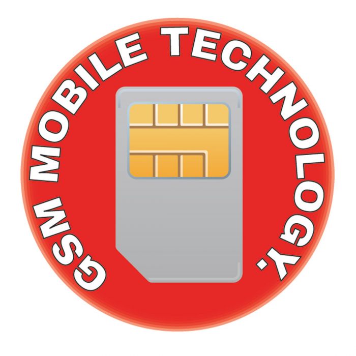 the image shows a logo of a SIM card and the words 'GSM mobile technology'