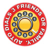 the image shows a logo that says 'auto dials 3 friends or family'