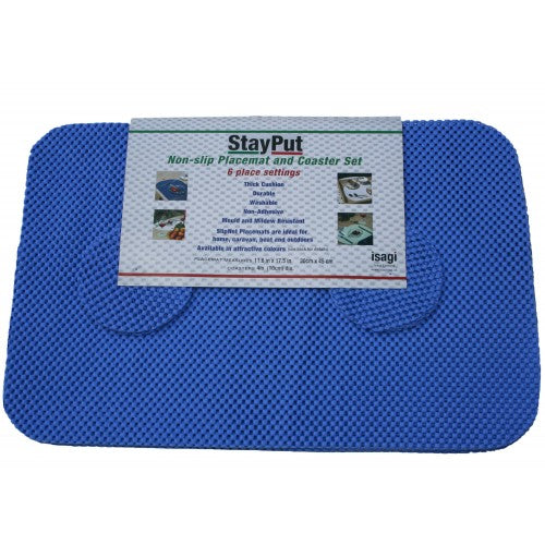 Non-Slip Tablemat and Coasters Set – blue