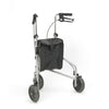The image shows the rear view of the silver grey Days Steel Tri Wheel Walker