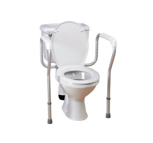 the image shows the toilet safety frame surrounding a toilet