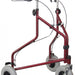 The image shows the Lightweight Steel Tri Walker Rollator in burgundy