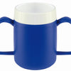 A close up of the blue Ornamin Two Handled Thermal Mug with Internal Cone