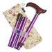 The image shows the purple walking stick with mulberry bag