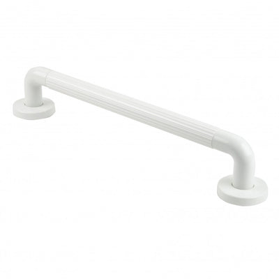 image shows 18 inch version of the white plastic fluted grabrail