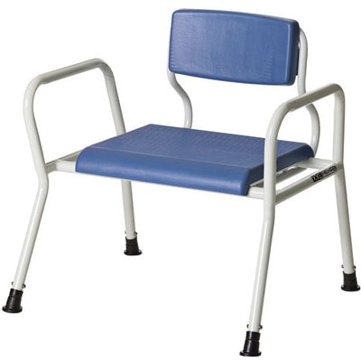 the image shows the bariatric shower bench and bedside commode
