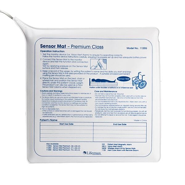 The back of the Sensor Mat from the Lifemax Nurse Alert Care Alarm